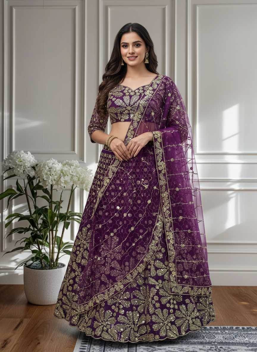Butterfly Net Embroidered Lehenga - MYLUXURY LANE ENTERPRISE
